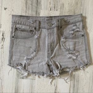 Levi's Shorts Women W29 Gray High Rise Distressed Cutoff Denim Repurposed 510